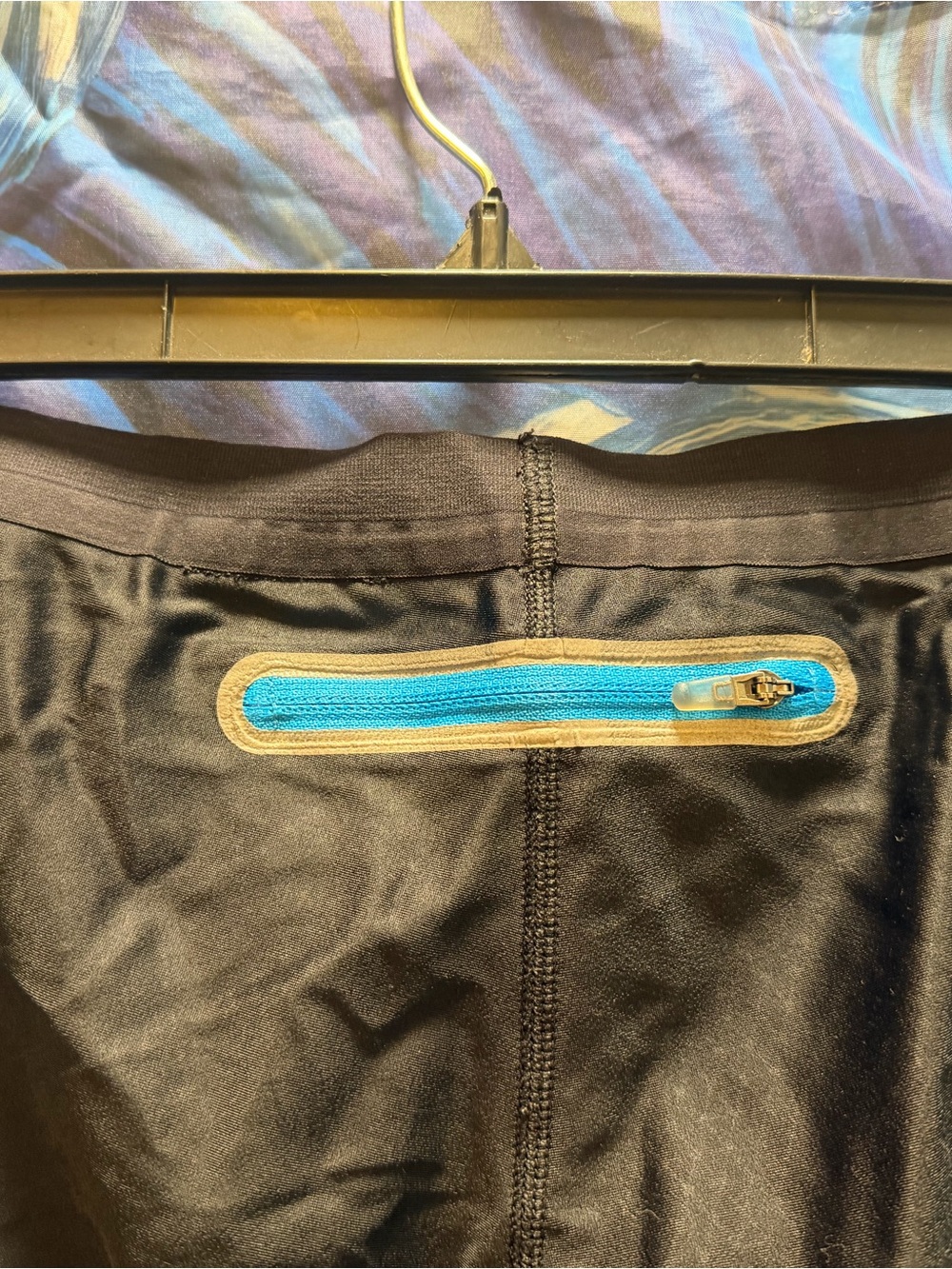 Nike Black Leggings with Bright Blue Zipper Accent - Picture 3 of 4